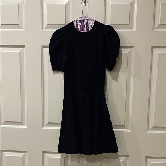Navy Ted Baker puff sleeve knit dress